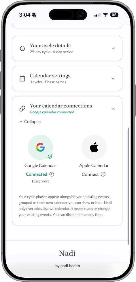 Connecting your Google or Apple calendar to Nadi