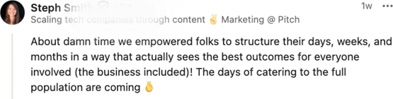 A woman’s LinkedIn comment about Nadi